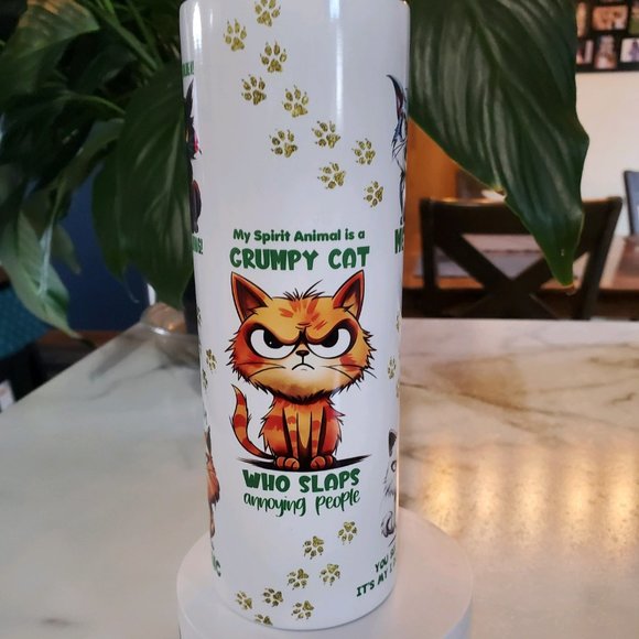 Artisan Other - My Spirit Animal is GRUMPY CAT FUNNY 20oz Tumbler with duo lids 🎉sale